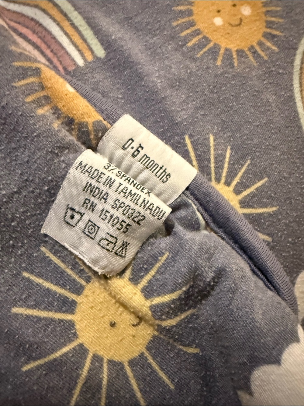 Kids Sleep Sack in Blue with Sun & Rainbow Print - Picture 3 of 4